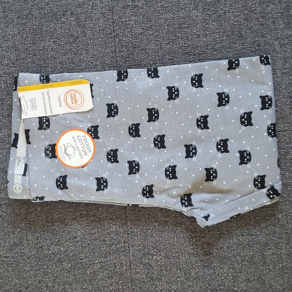 NWT Wonder Nation girls cat gray leggings size large